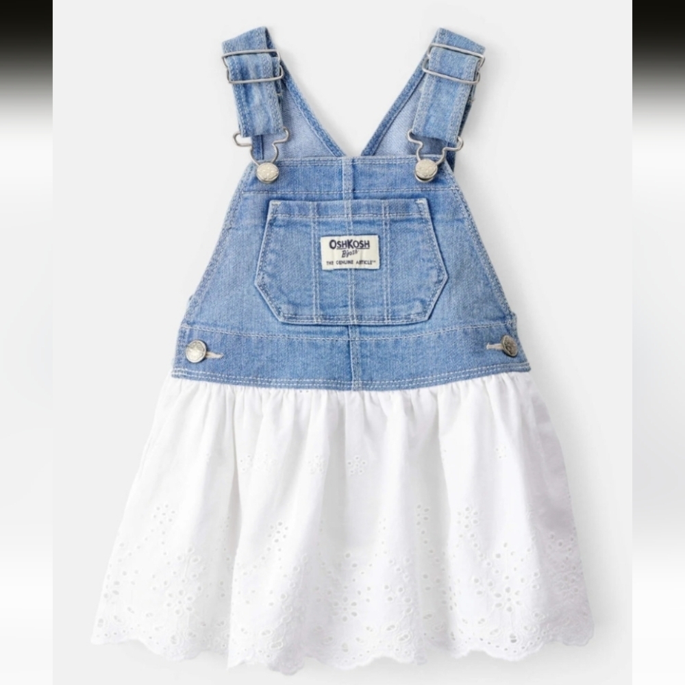 OshKosh B'gosh Denim and White Eyelet Skirtall Size 3T EUC